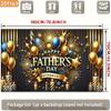 Happy Father's Day Backdrop, Black and Gold with Balloons, Candles and Fireworks for Father's Day Party