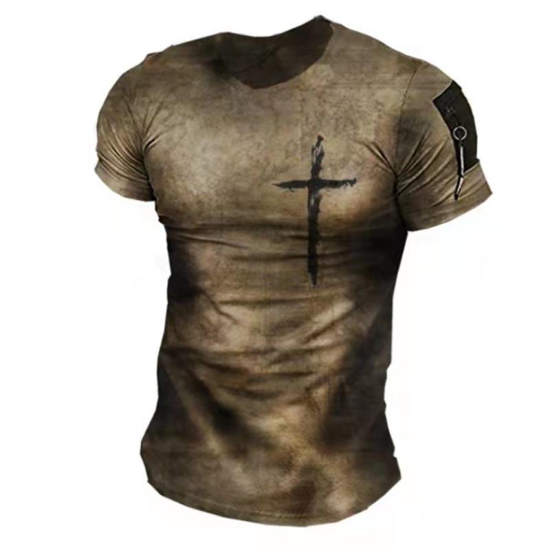 Pánské letní tričko 3D potisk Americký top Krátký rukáv Rychleschnoucí Vintage tričko Pánský kulatý výstřih Pulovr Oversized Sportovní oblečení