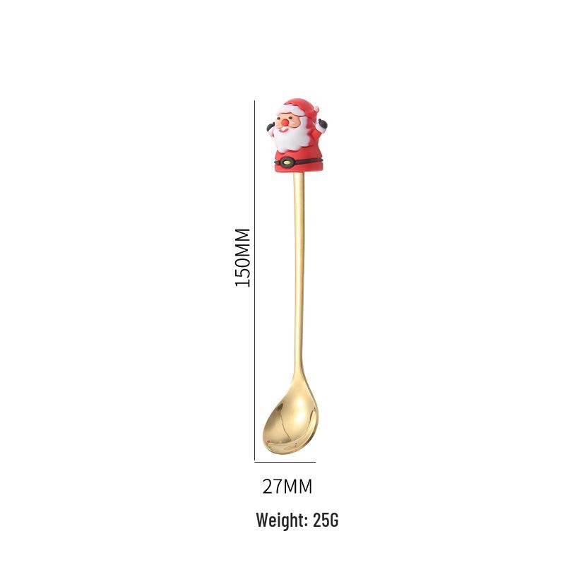 Creative Cartoon Stainless Steel Spoon & Fork Set: Coffee Stirrer, Fruit Fork, Christmas Gift