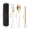 Spoon, Fork, Chopsticks, Stainless Steel Tableware Three-piece Set, Student Nordic Style