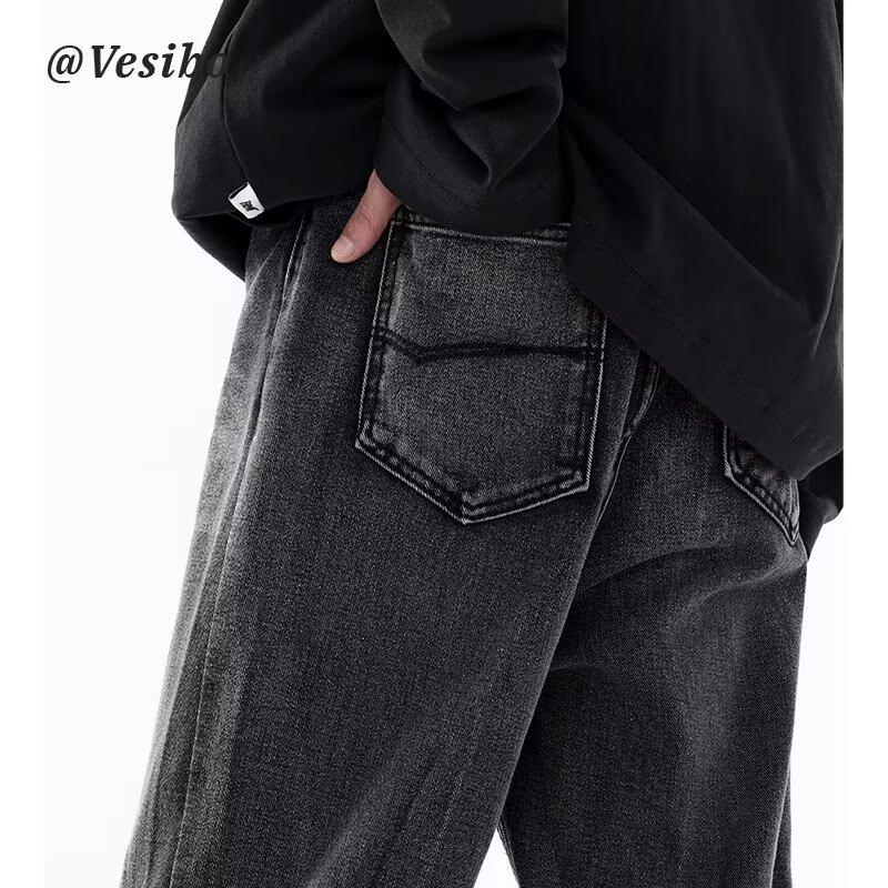 Hongkongský trend pánské letní nové rovné nohavice personalizované písmenové džíny hip-hopové kalhoty trendy high street trendy chuligánský pohledný kalhoty