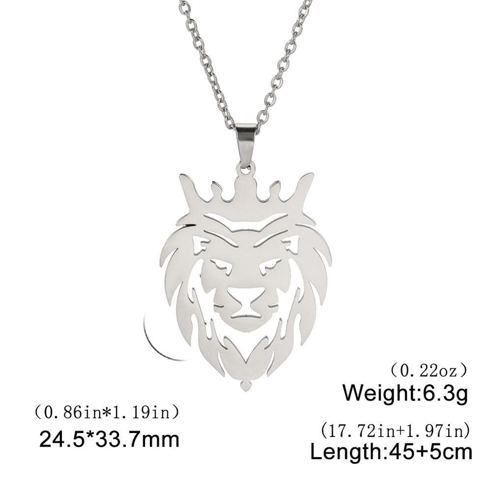 My Shape Lion King Crown Pendent Necklaces for Men Boys Stainless Steel Punk Animal Wolf Charms Choker Chains Hip Hop Jewelry