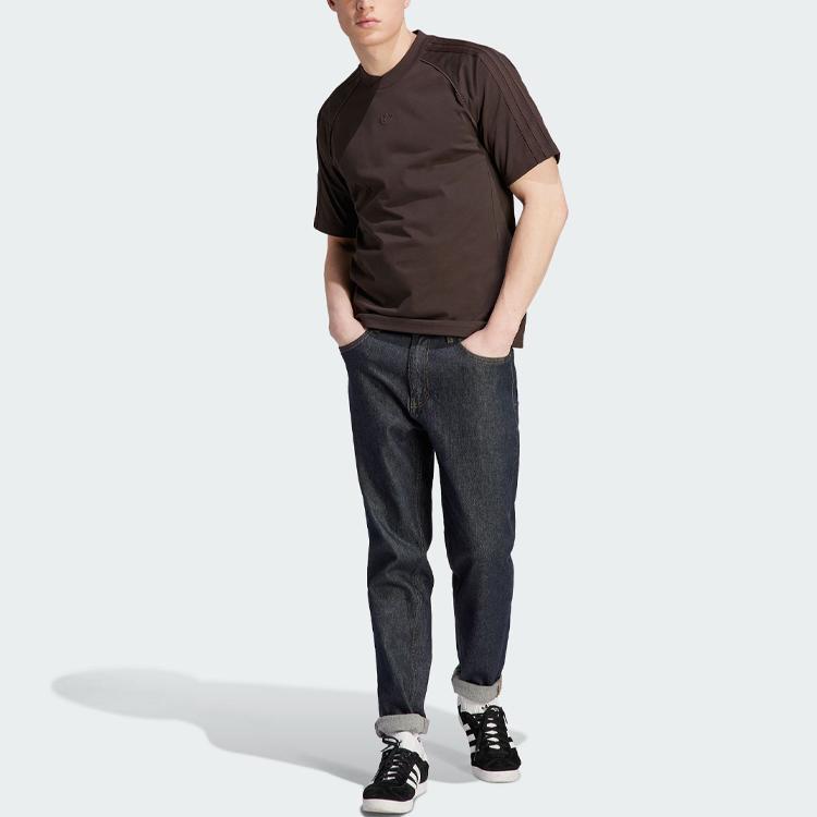 Adidas Originals Blue Version Essentials Solid Logo Sports Short Sleeve T-Shirt Men Tops Dark-Brown IL6159