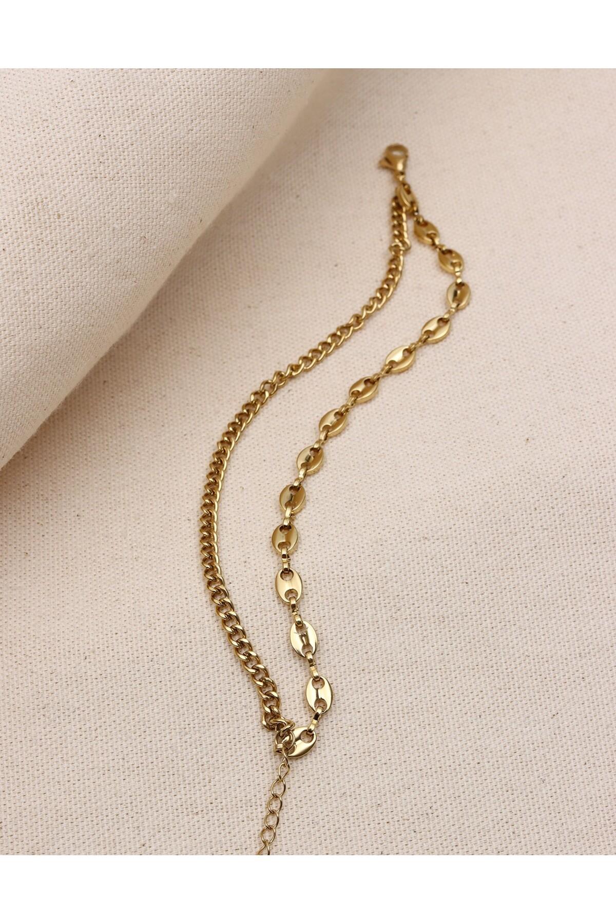 

Браслет-цепочка из двух частей из стали золотого цвета