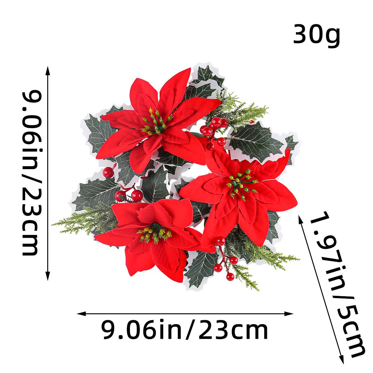 

Christmas Candle Rings Artificial Red Gold Flower Pine Needles Garland Candle Rings Wreaths for Rustic Christmas Table Decor красный