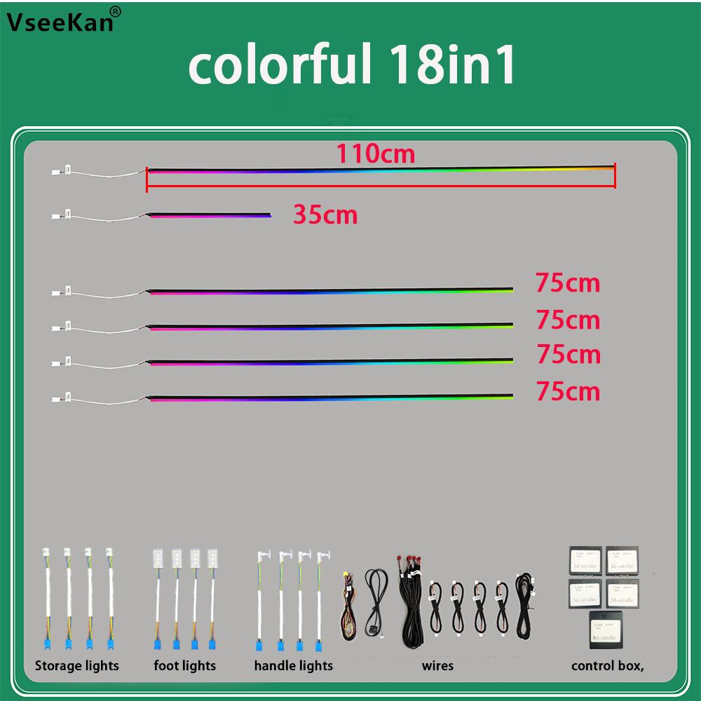 Car Ambient Light 24in1 22in1 18in1Dual Zone Symphony Interior LED Full Color RGB Neon Acrylic Strip Atmosphere Lighting Kit App