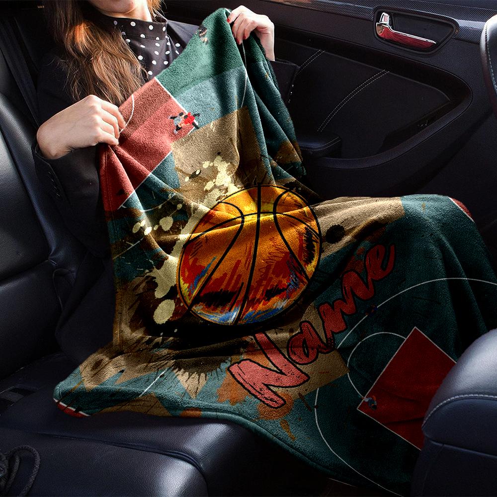 Custom Name basketball Theme Printed Blanket - Perfect for Couch, Bed, Travel & Outdoor Use | Machine Washable, Cozy & Durable.