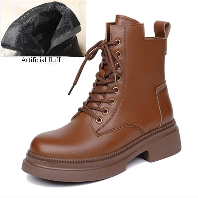 

Fashion AIYUQI Ankle Boots Ladies 2025 New Genuine Leather Retro Platform Women Rider Boots Natural Wool Ladies Booties 40