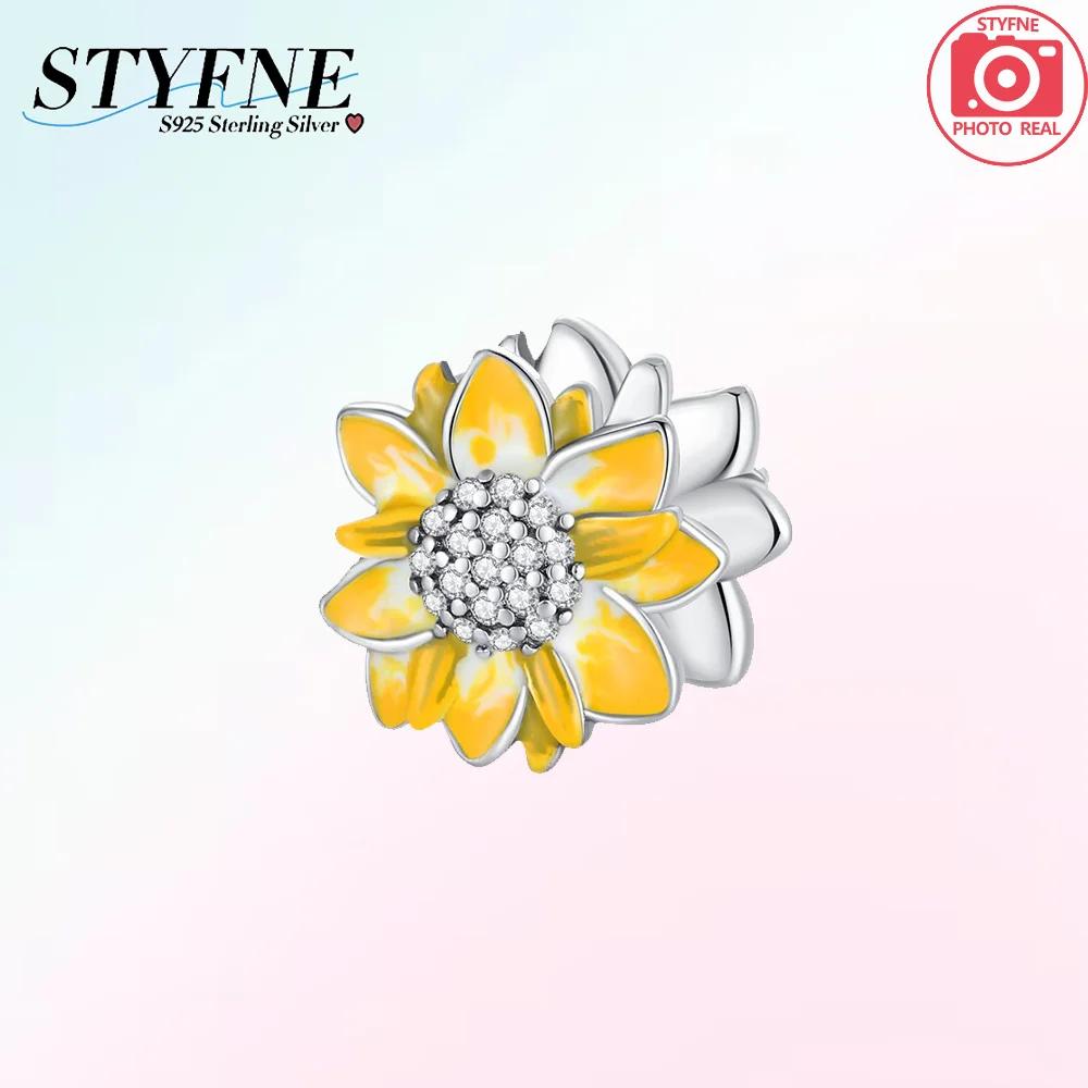 Original Copper Pink Heart Zircon Flowers Cats Sunflowers Beaded Charm Fit Bracelet Women Gift Diy Jewelry Set