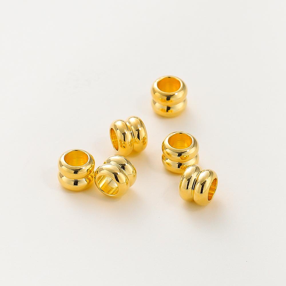 20pcs/lot 14K 18K Gold Plated Platinum Cylinder Bracelet Metal Beading Loose Spacer Beads For Decorate DIY Jewelry Findings