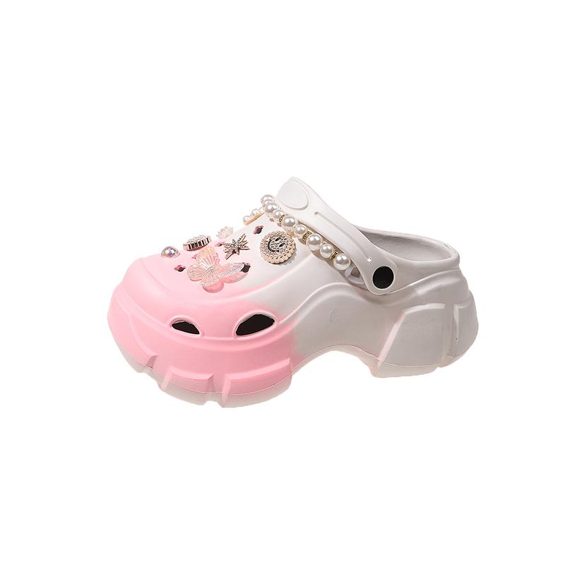 Fashion 2024 New Sandal Slippers DIY Cute Cartoon Clogs Women Mules Summer Beach Sandals Cave Hole Female Garden Shoe For Students Girls