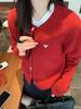 Women's Pure Wool Red Heart Knit Cardigan - Autumn/Winter 2026 Collection