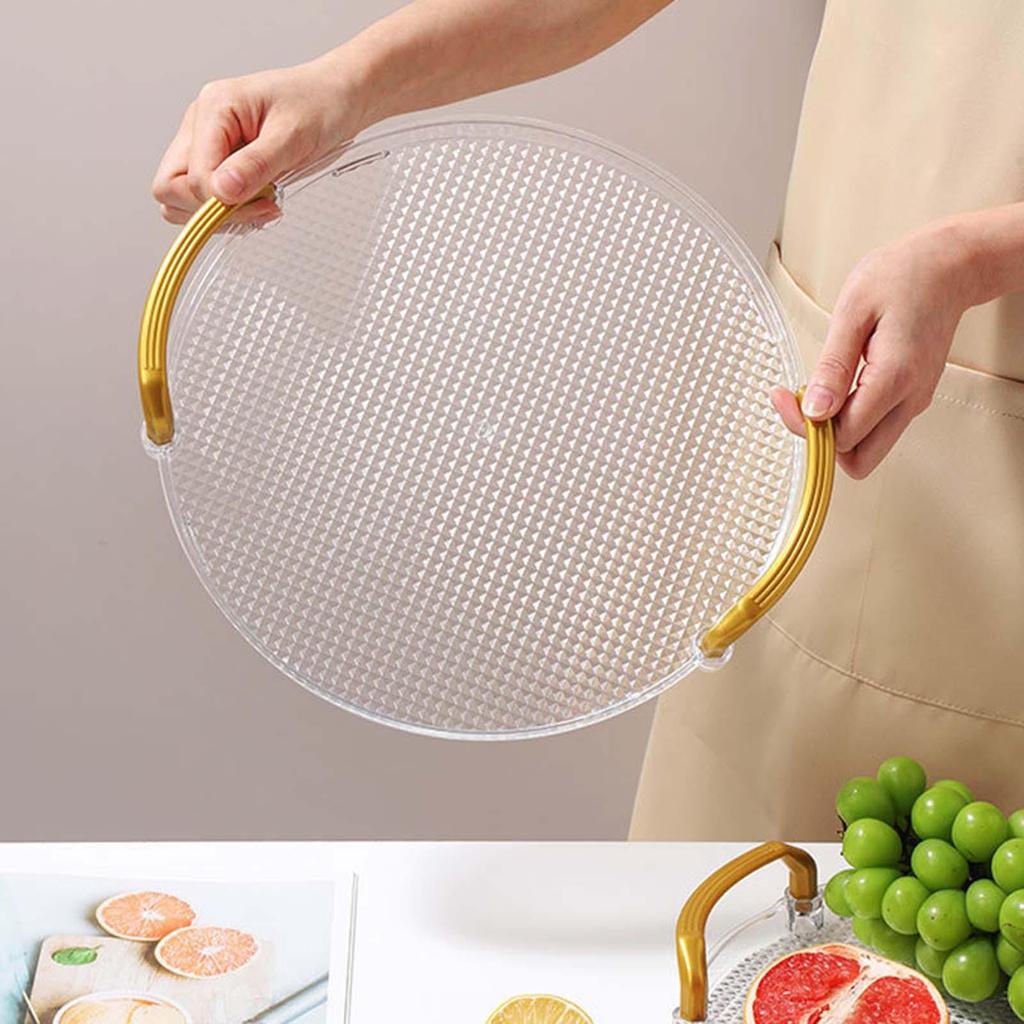 Decorative Tray Dish Snack Plate Elegant Food Modern Tea Cup Holder Round with Handles for