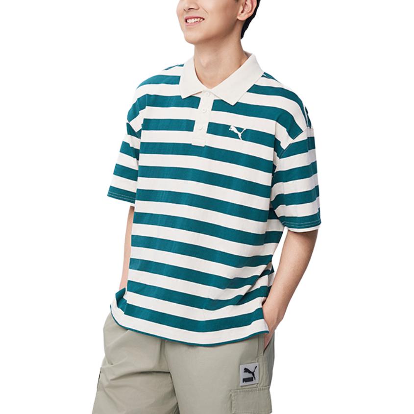 PUMA Striped SS25 WARDROBE ESS Polo Shirt Unisex Green 633857-86