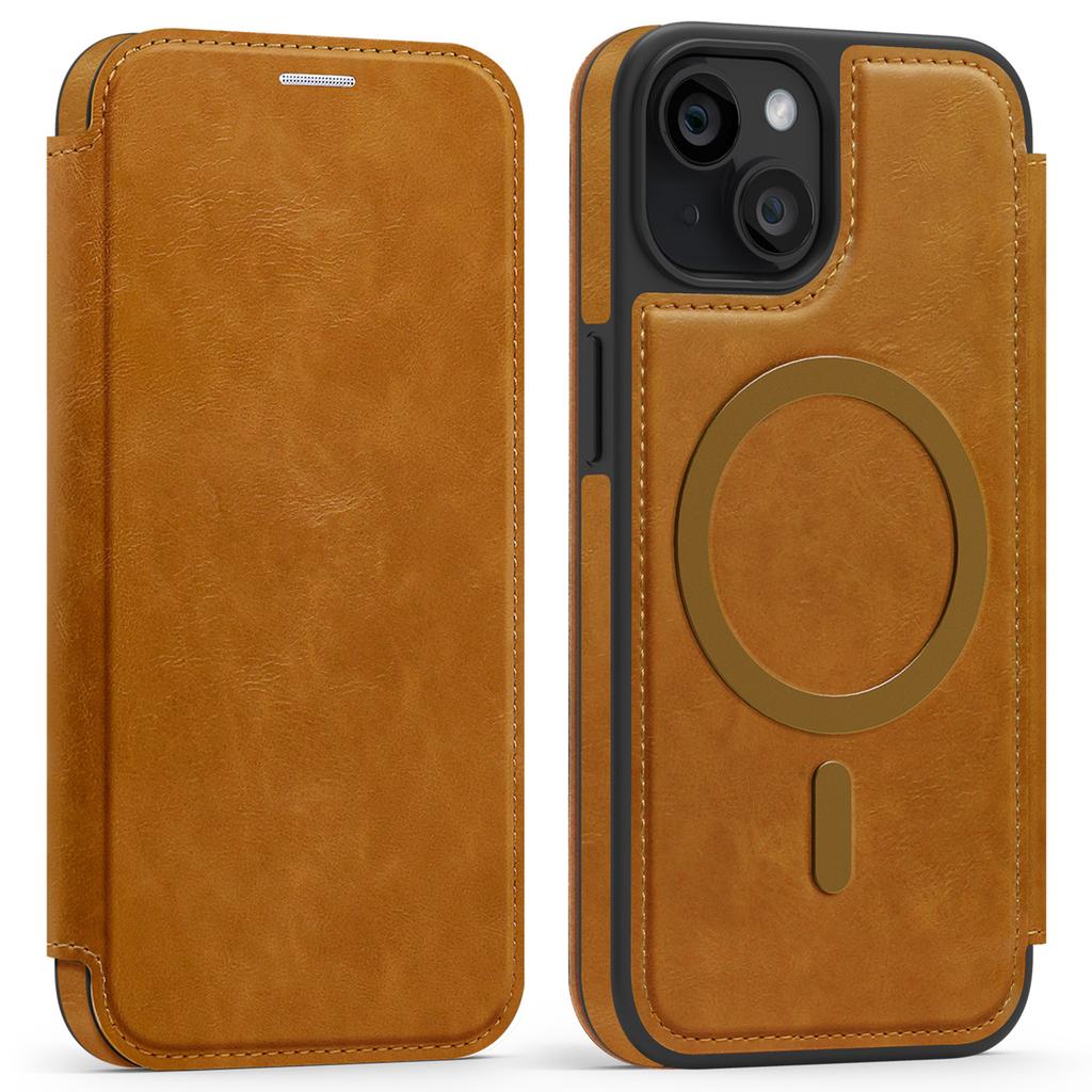 For iPhone 13 Case Compatible with MagSafe RFID Blocking Card Holder Leather Phone Cover