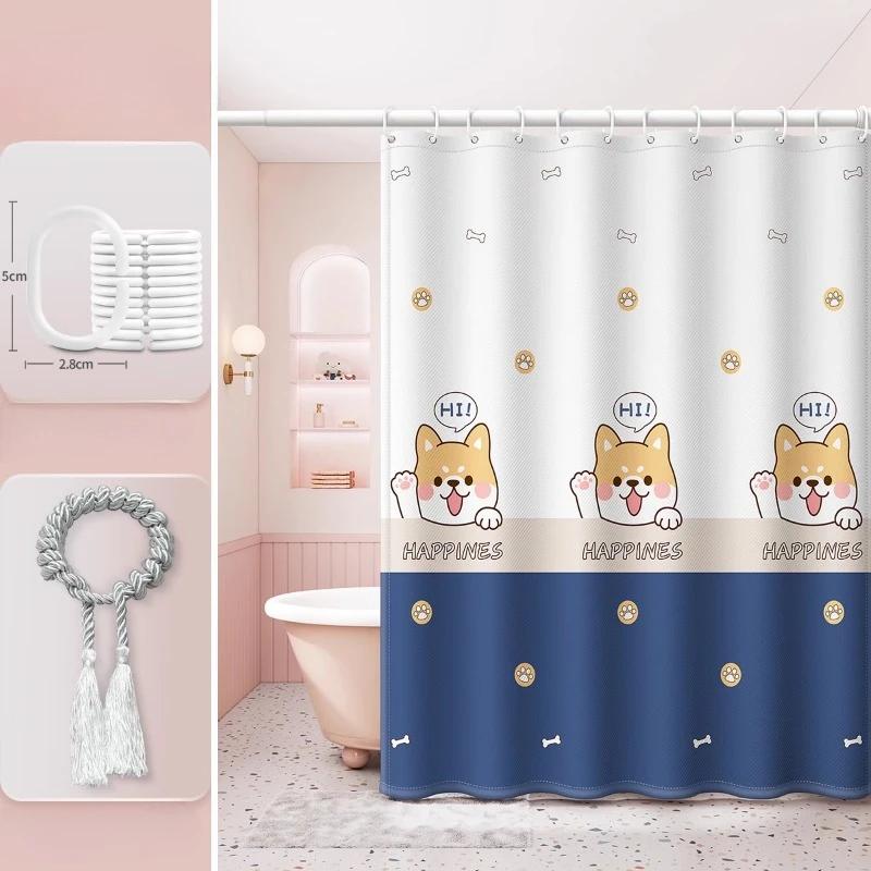 Cartoon Bathroom Curtains for Living Room Home Decor Blackout Curtains Living Room Bedroom Balcony Screen Dustproof