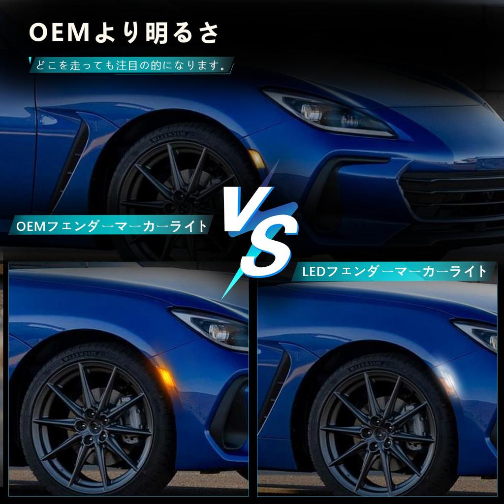 POPMOTORZ LED Side Marker Lights for Toyota 86 2012 and BRZ 48 White LED Turn Driver and Passenger Gon Reflectors Clear Lenses (April onwards/ZN6)