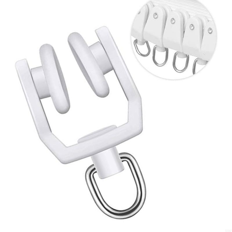 55KF 30pcs Ceiling Curtain Track Rollers Hook Heavy Duty Pulleys Plastic & Steel Hook for Smooth Sliding Window Drapery