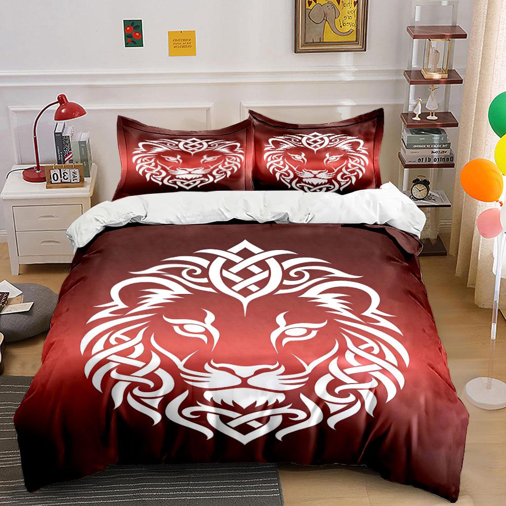 

White lion head design. Bedding sets Duvet cover sets Duvet covers Pillowcases(1 * Duvet Cover 2 * Pillowcases, without duvet insert) 135x200cm