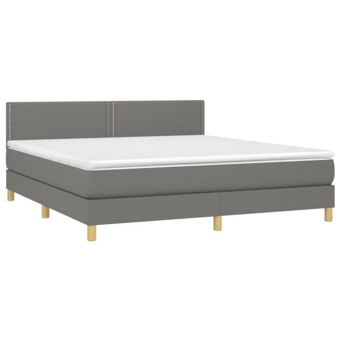 3140546 vidaXL Divan Bed with Mattress Dark Grey 160x200cm Fabric