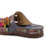 Johnature Pantoufles Femmes Chaussures En Cuir Véritable Peint À La Main À L'extérieur Diapositives À La Main Fleur Sandales Plates