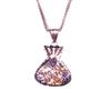 Purple Gold Shiny Money Bag Pendant Fashionable Personalized Color Gold Plated Rose Gold Premium Necklace