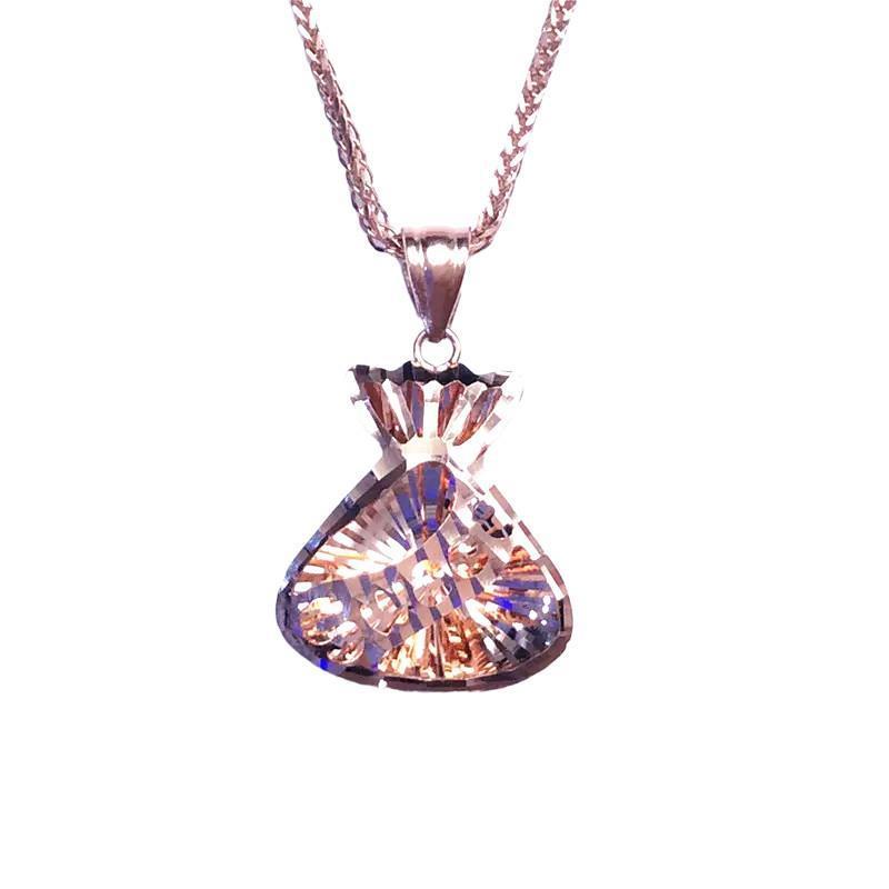 Purple Gold Shiny Money Bag Pendant Fashionable Personalized Color Gold Plated Rose Gold Premium Necklace