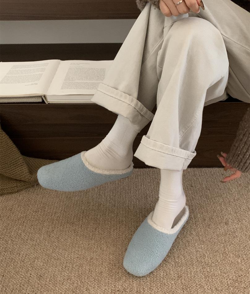 Retro small polka dot plush shoes for women to wear 2025 autumn and winter new Korean version fairy wind Mary Jane cotton shoes for women