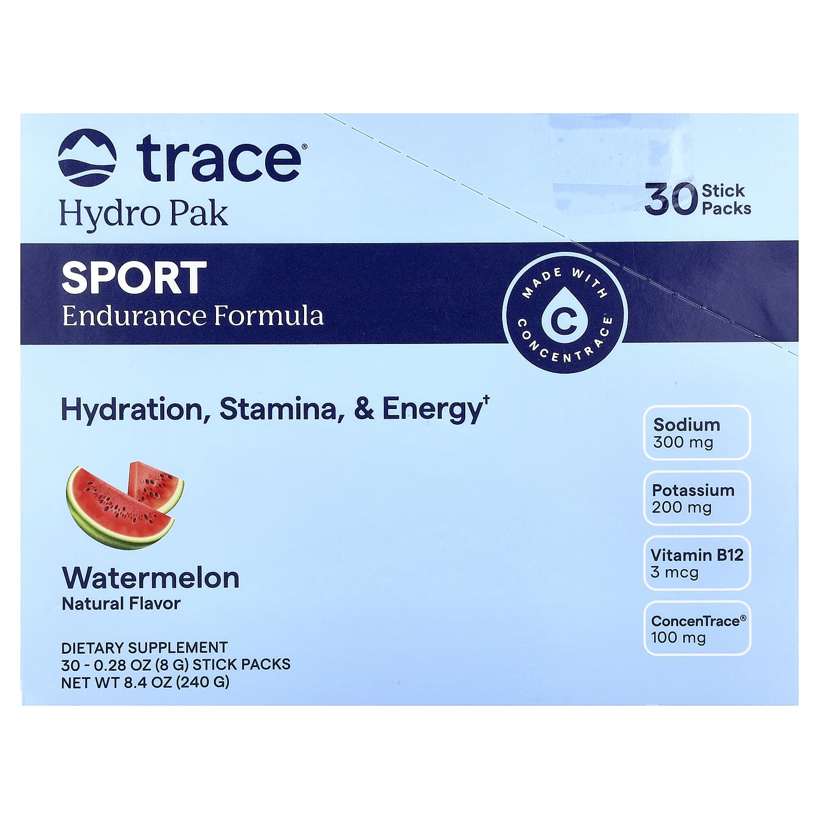 

Trace, Hydro Pak Sport, Watermelon, 30 Stick Packs, 0.28 oz (8 g) Each