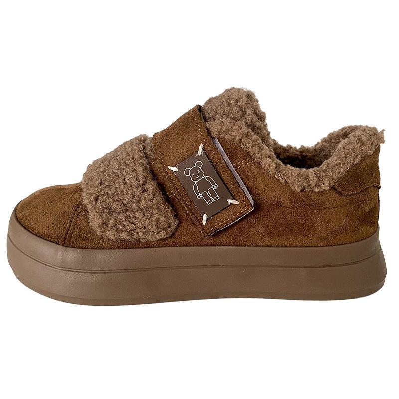 BE-6811 velvet Velcro thick baseplate shoes women's shoes bread shoes winter warm 2024 new niche cotton shoes