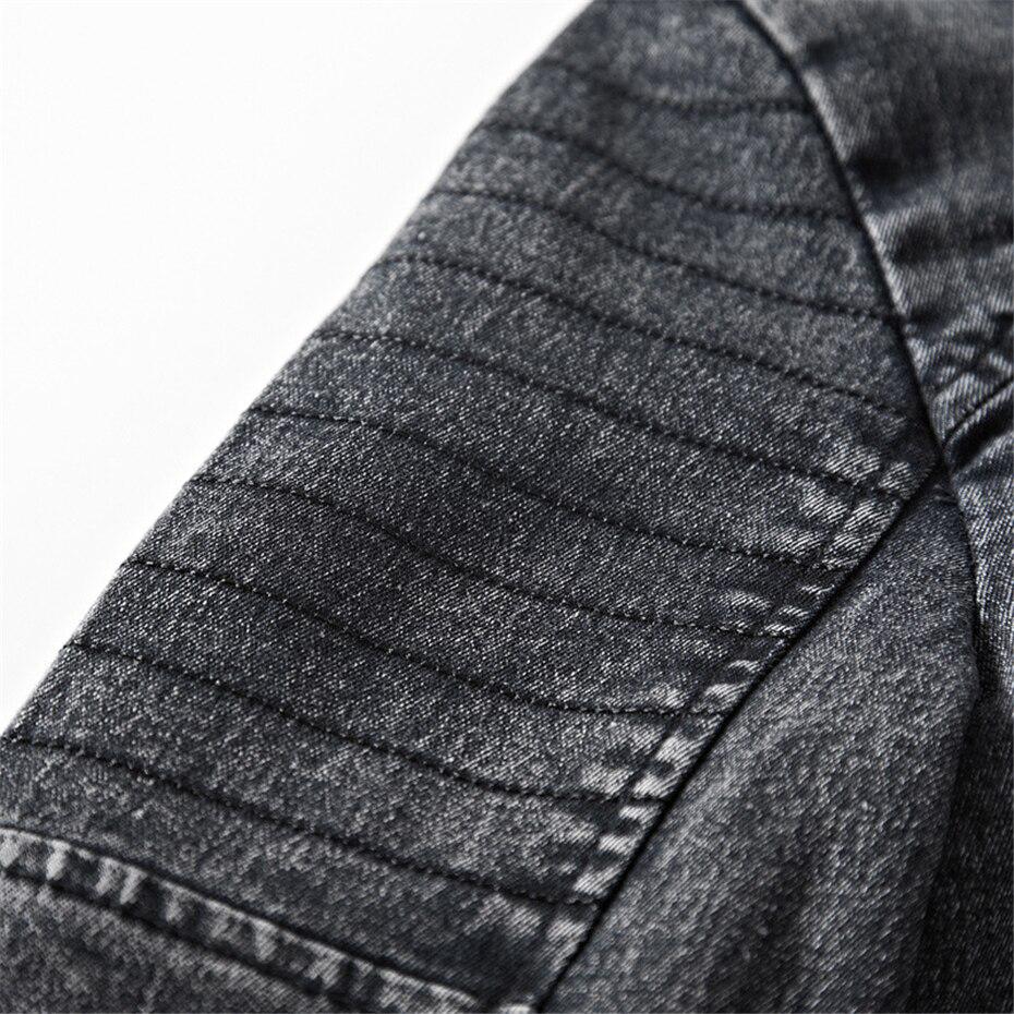 Vintage Denim Jackets Men Slim Solid Color Casual Jeans Coat