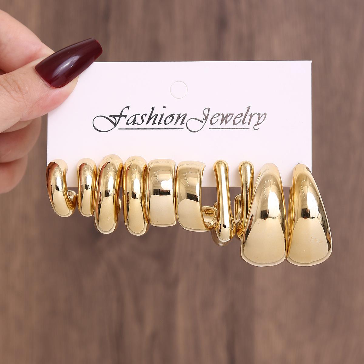 Hot-selling geometric ring earrings set personalized exaggerated resin earrings glossy earrings
