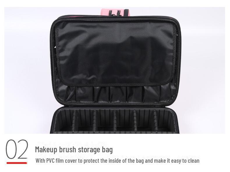 Three-Layer Waterproof Makeup Artist Travel Case: Portable Cosmetic Storage Bag