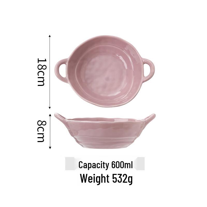 ZISIZ Ceramic Double-Handle Salad Bowl