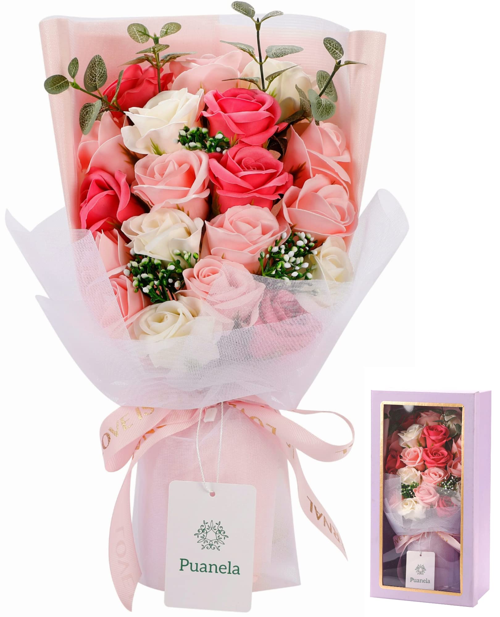 

профессионально мыло из цветов Пуанела день рождения популярный подарок для Дня пожилых искусственные розы [Рекомендовано anan, под контролем] букет, подарок, розовый