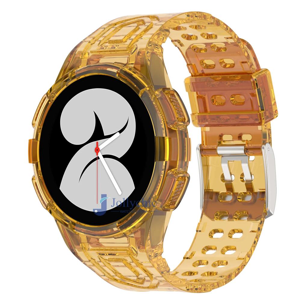 Case+Strap for Samsung Galaxy Watch 6 4 40mm 44mm Transparent Silicone Band Sport Bracelet Galaxy Watch 4 Classic 46 Accessories
