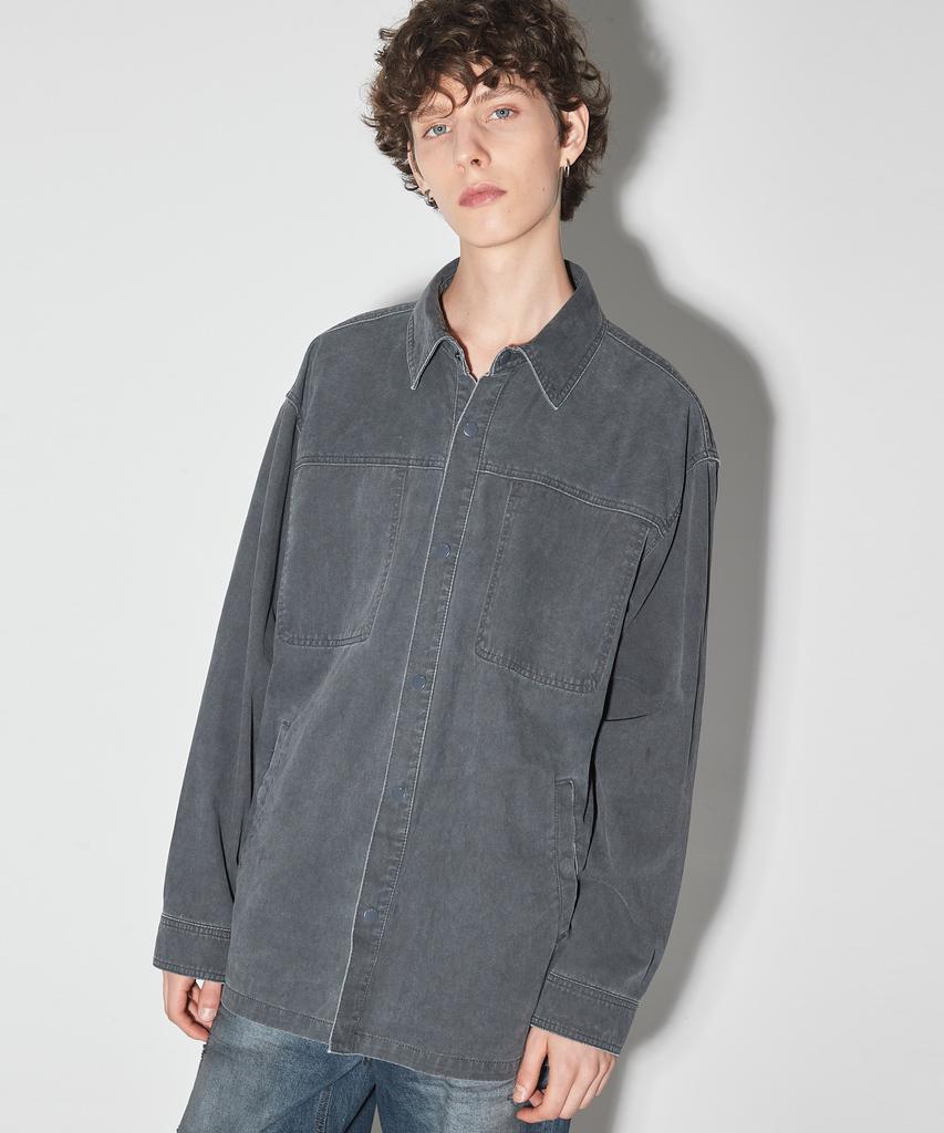 Buckaroo Vintage Washed Oversized Shacket Charcoal Gray