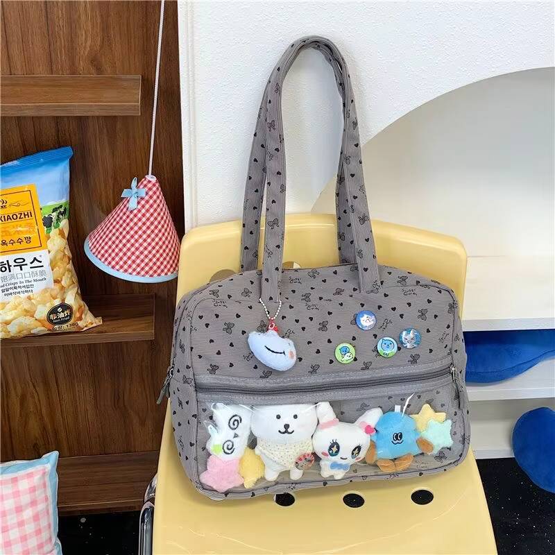 New Y2k Cute Large Capacity Ita Bag Lolita Girls Transparent Bag DIY Badge Display Shoulder Bag Fashion Comic Exhibition Handbag