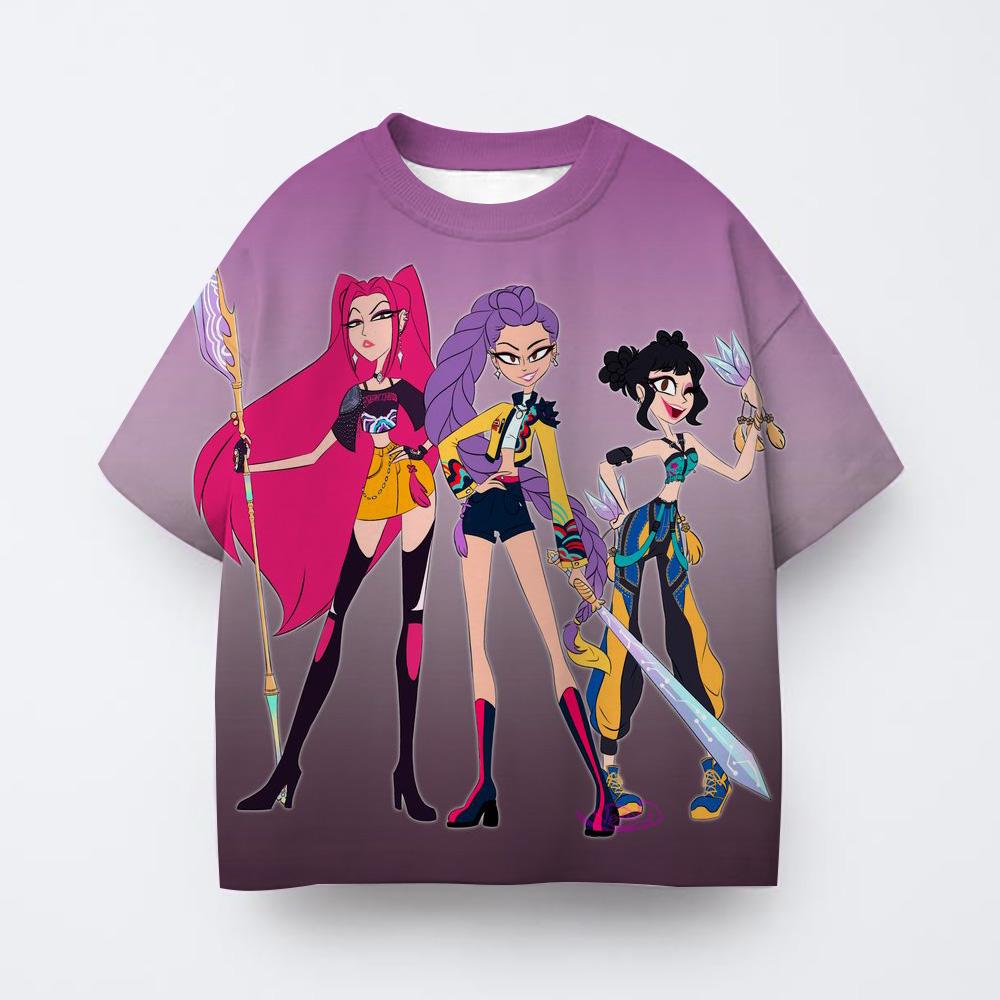 T-shirt Summer Youth Casual Short Sleeve Sports Cartoon Print Fashion T-Shirt Girls Clothing