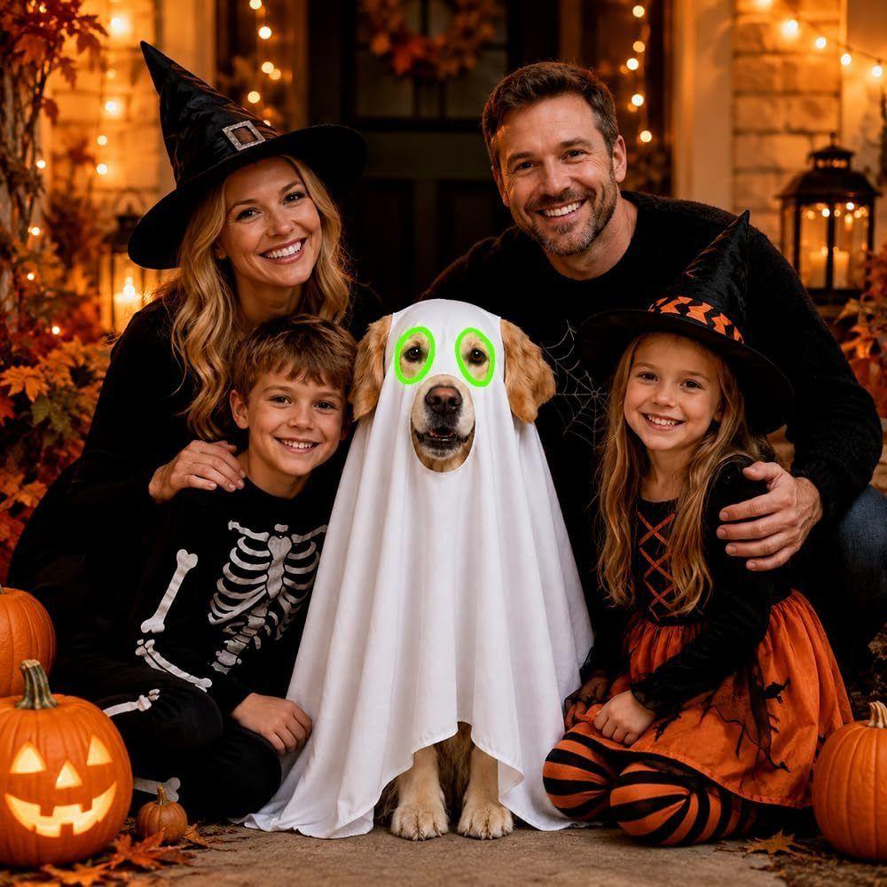 Glow Eyes Pet Costume Outfit Breathable Fabric Funny Pet Apparel  Halloween Party