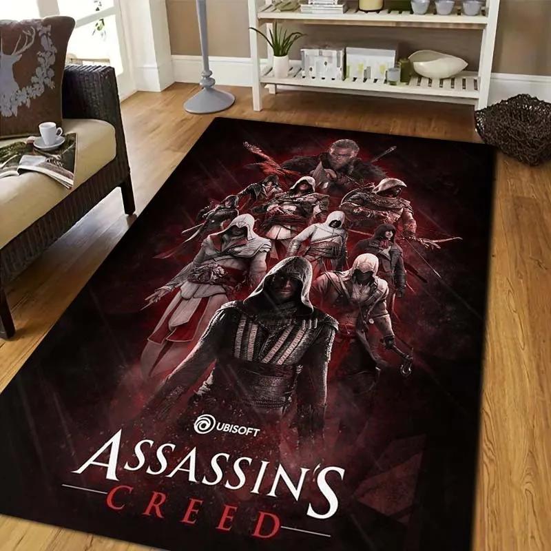 A-Assassin's Creed Logo Print Flannel Area Rug Non‑Slip Floor Mat For Couch Bedroom Living Room Indoor Home Decor carpet Gift