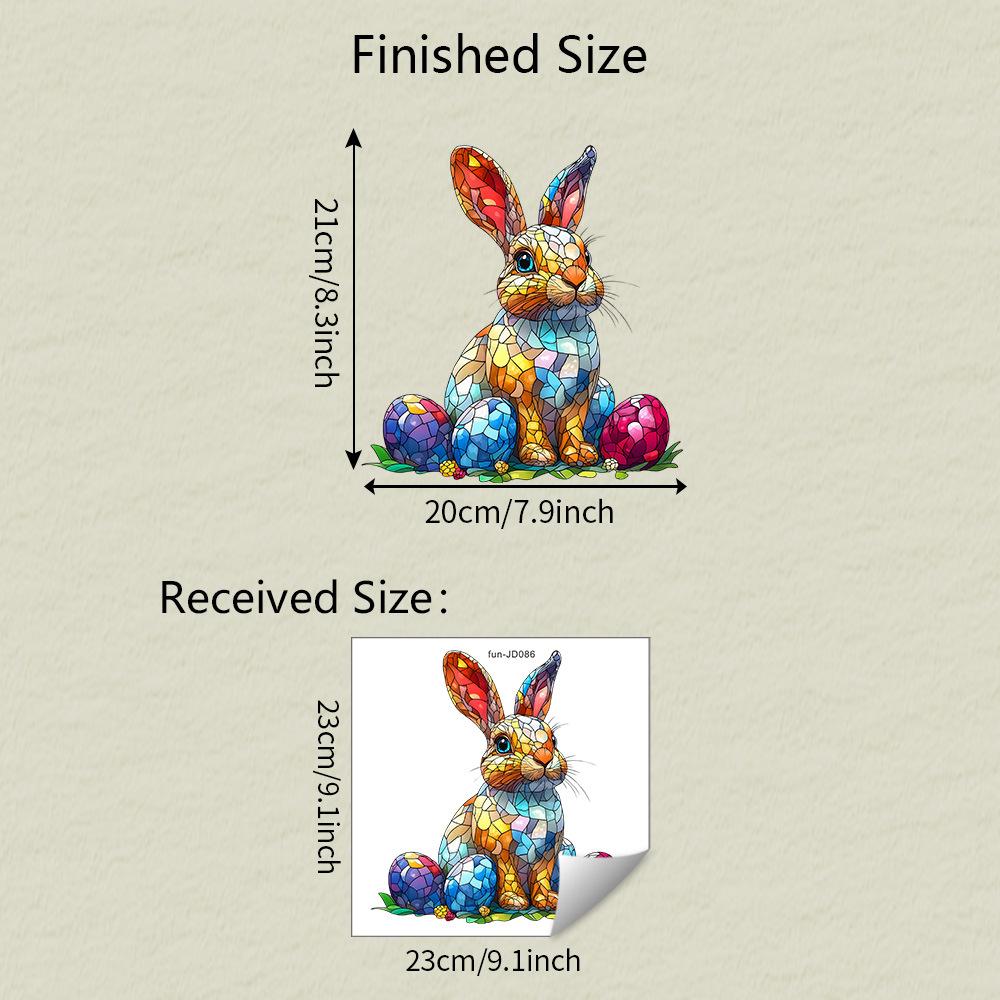 Tegneserie Malt Kanin Påskeegg Glassvindu Forskjønnelse og Dekorasjon Elektrostatisk UV Vindusklistremerker