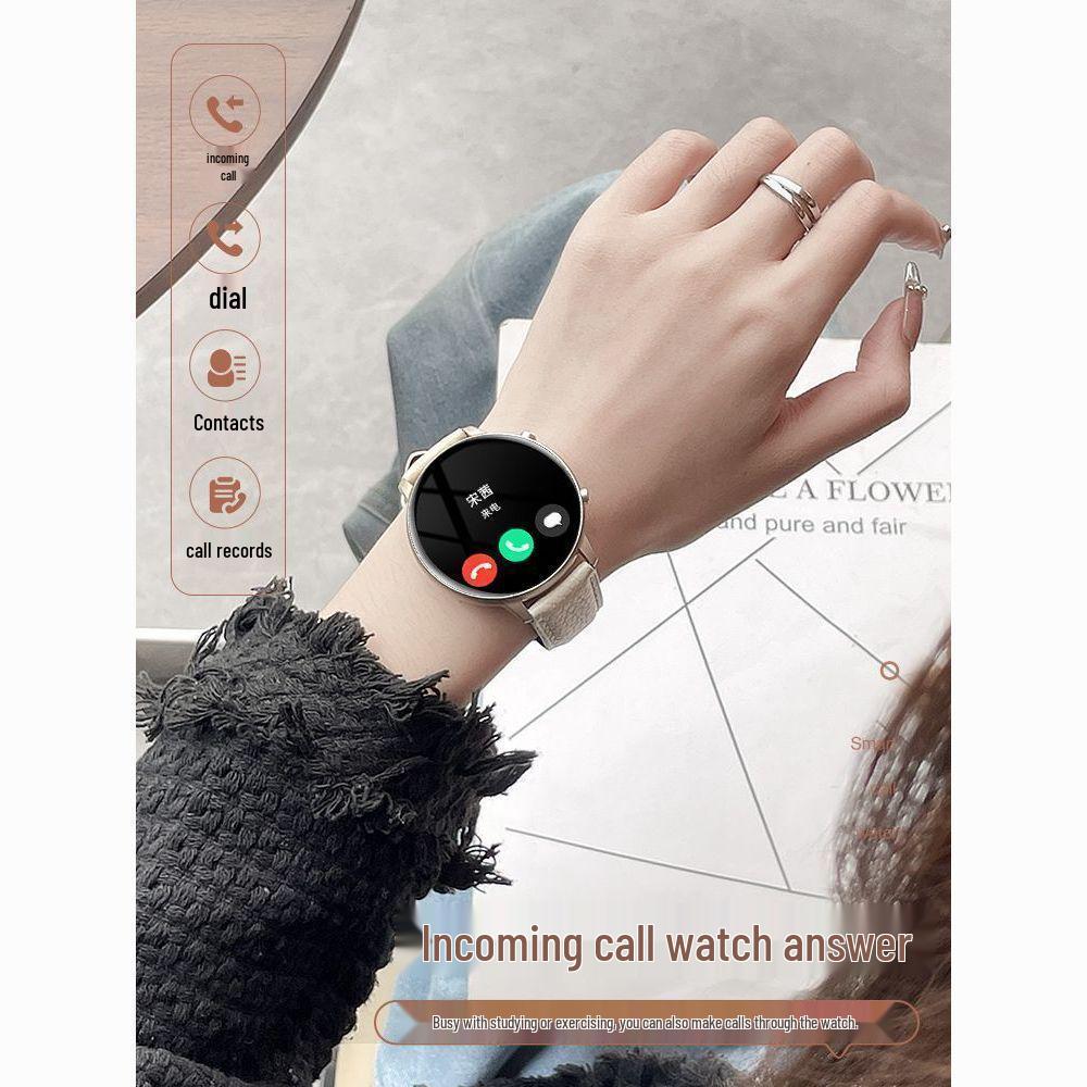 Women's Multifunctional Smartwatch with Offline Payment, Genuine Leather Strap, Bluetooth Call, Sports Features - Model CY700