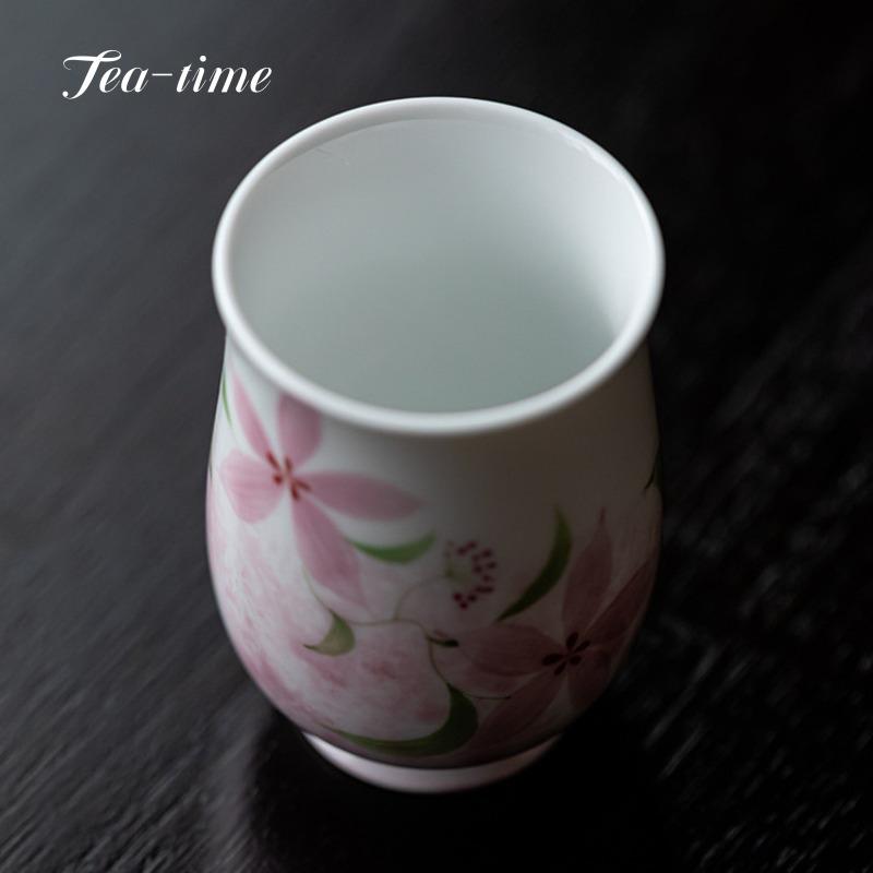 Hand Painted Peach Tea Cup White Porcelain Cups Small High-End Teacups Ceramic Teacup Unusual Puera Beautiful Puer Maker Bowl