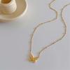 Golden butterfly element necklace female niche high-end sense fashion simple versatile bead collarbone chain for girlfriend jewelry