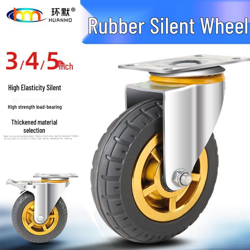 Schwerlast-Gummi-Lenkrollen mit Bremse - Doppelt gelagert, Größen 3/4/5 Zoll