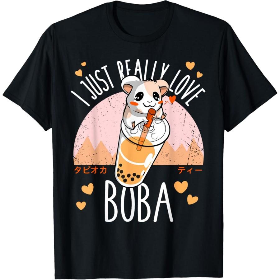 Womens Mouse Boba Funny Anime Japanese Bubble Tea Lover T-Shirt XXXXXL чёрный