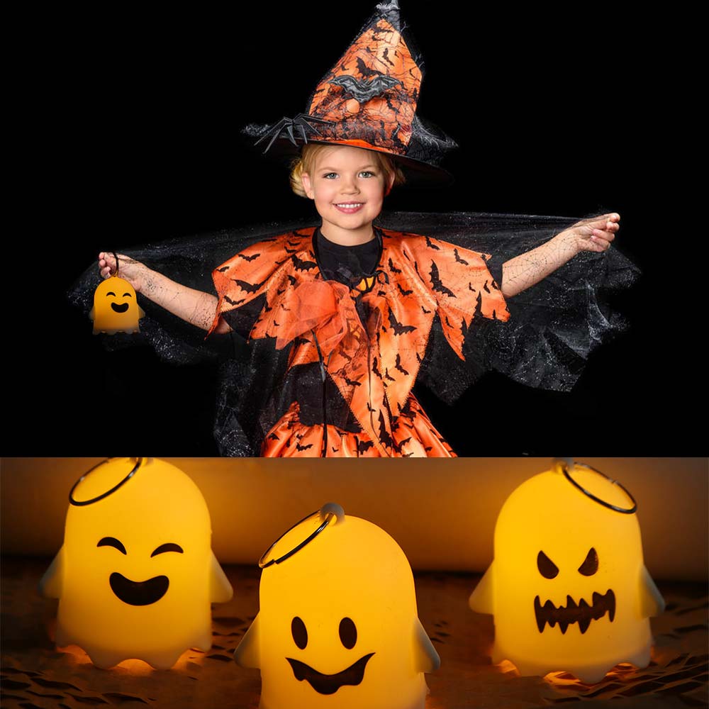 6PCS Halloween Luminous Ghost Keychain Luminous Ghost Light Gifts Kawaii Ghost Pendant  Bag Charms
