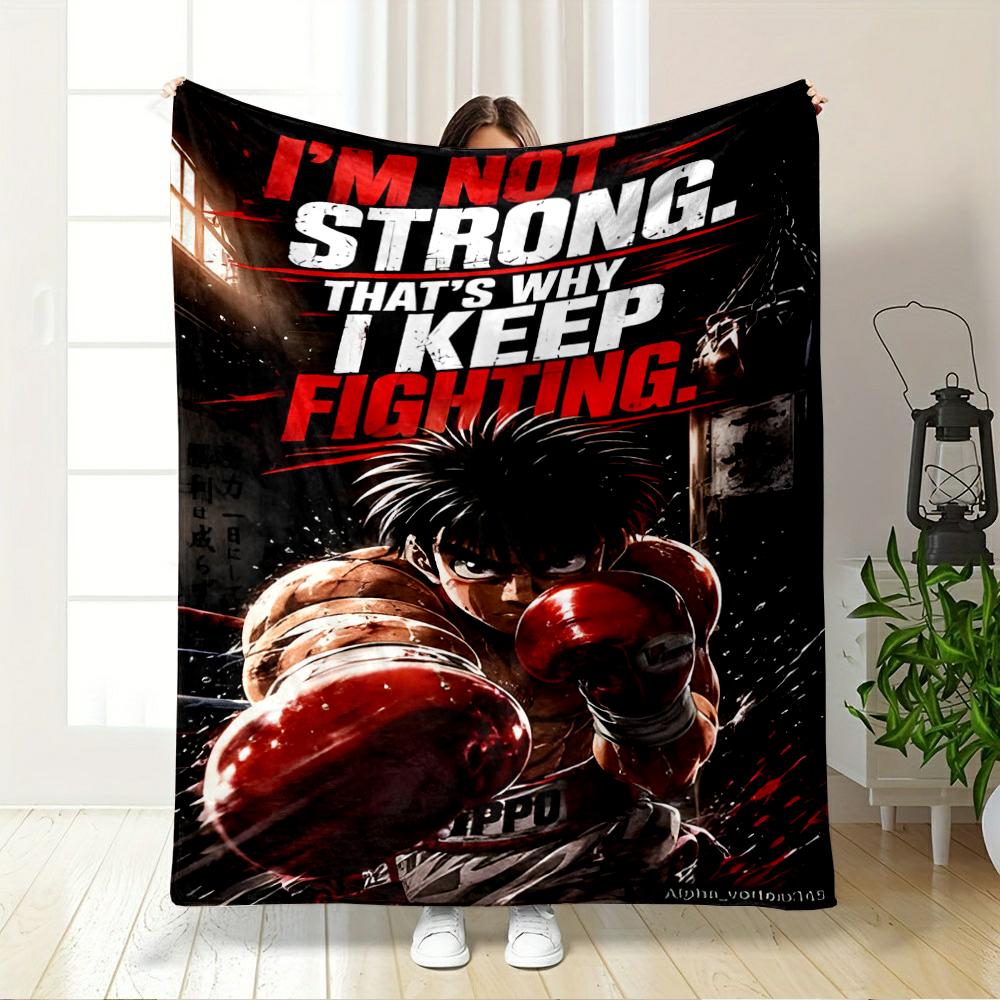 Hajime no Ippo Boxing Anime Motivational Fleece Blanket Soft Cozy Blanket for Bedroom Couch Home Decor
