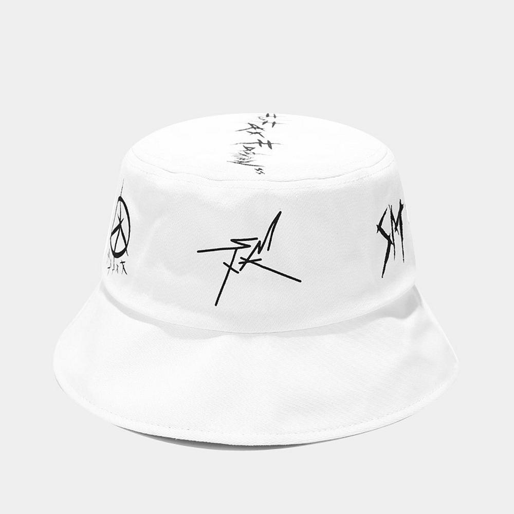 

Summer Cotton Bucket Hat Patchwork Graffiti Men Women Outdoor Hip Hop Foldable Bob Fisherman Cap Casual Travel Gorros Panama белый